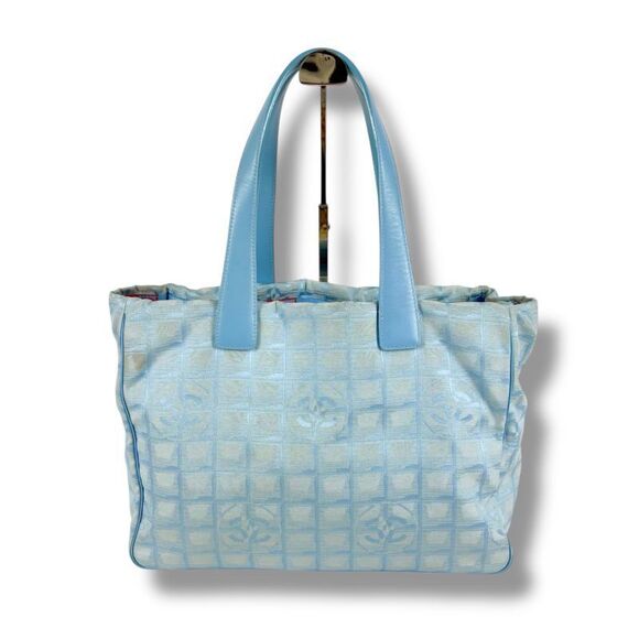Chanel New Travel Line Tote Bag Tote MM Nylon Jacquard Light Blue Light Blue - Picture 12 of 12
